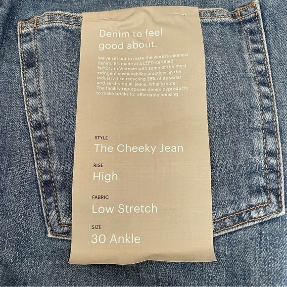 Everlane The Cheeky Crop Ankle Jean High Rise Frayed Raw Hem Size 30 NWT - Picture 8 of 12